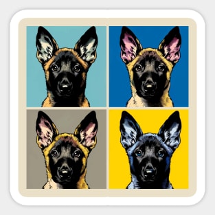 Pop Retro Belgian Malinoi Art Painting - Cute Puppy Sticker